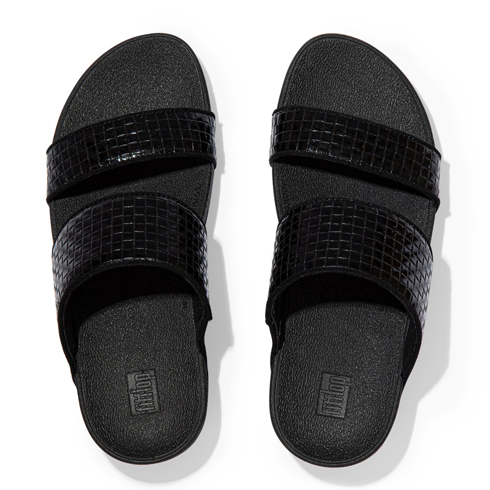 Fitflop Womens Slides - Olive Metallic Leather - Black - 096-IYECLA